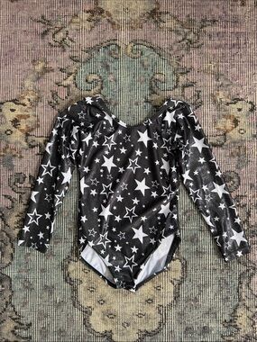 Kids Black Star Print Long-Sleeve One-Piece